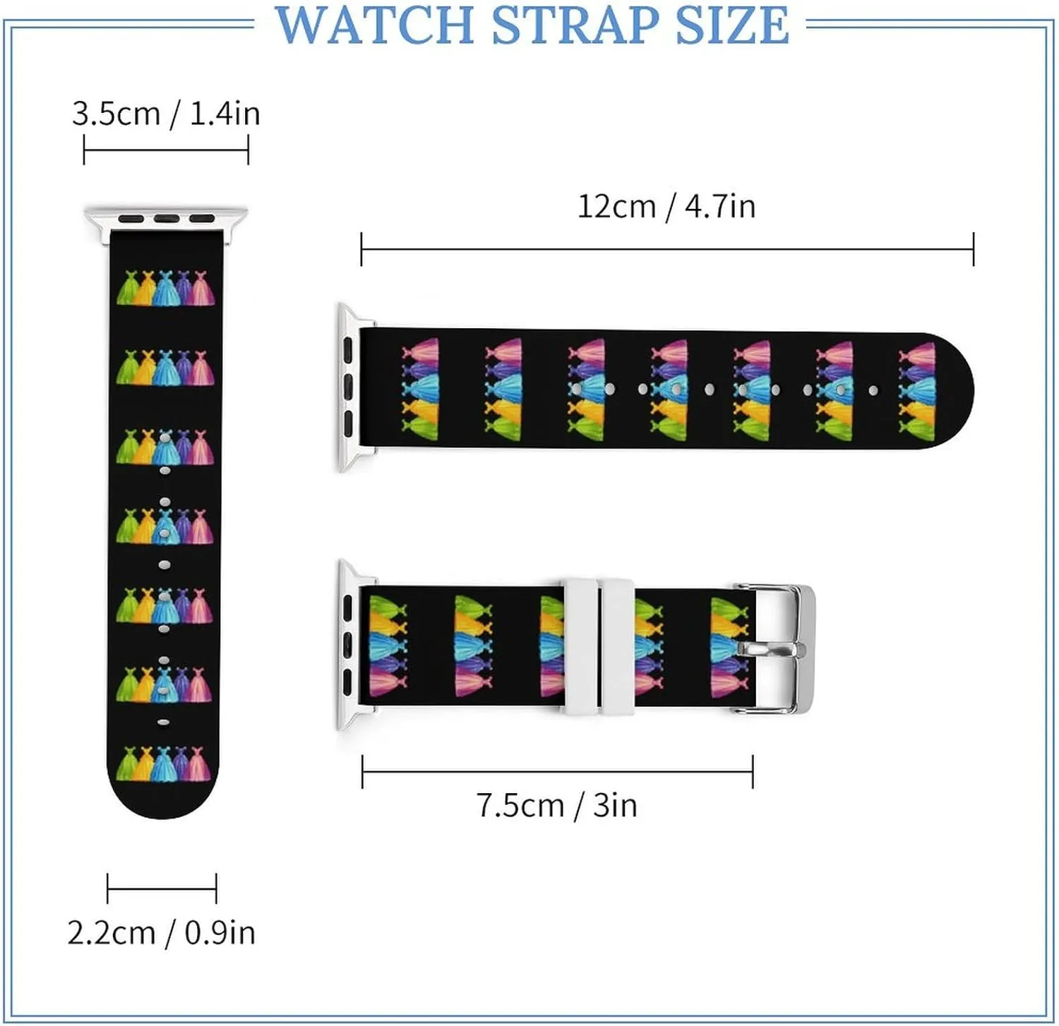 Princess Dress Watch Band Silicone Replacement Strap Quick Release Watch Strap Compatible with Apple Watch