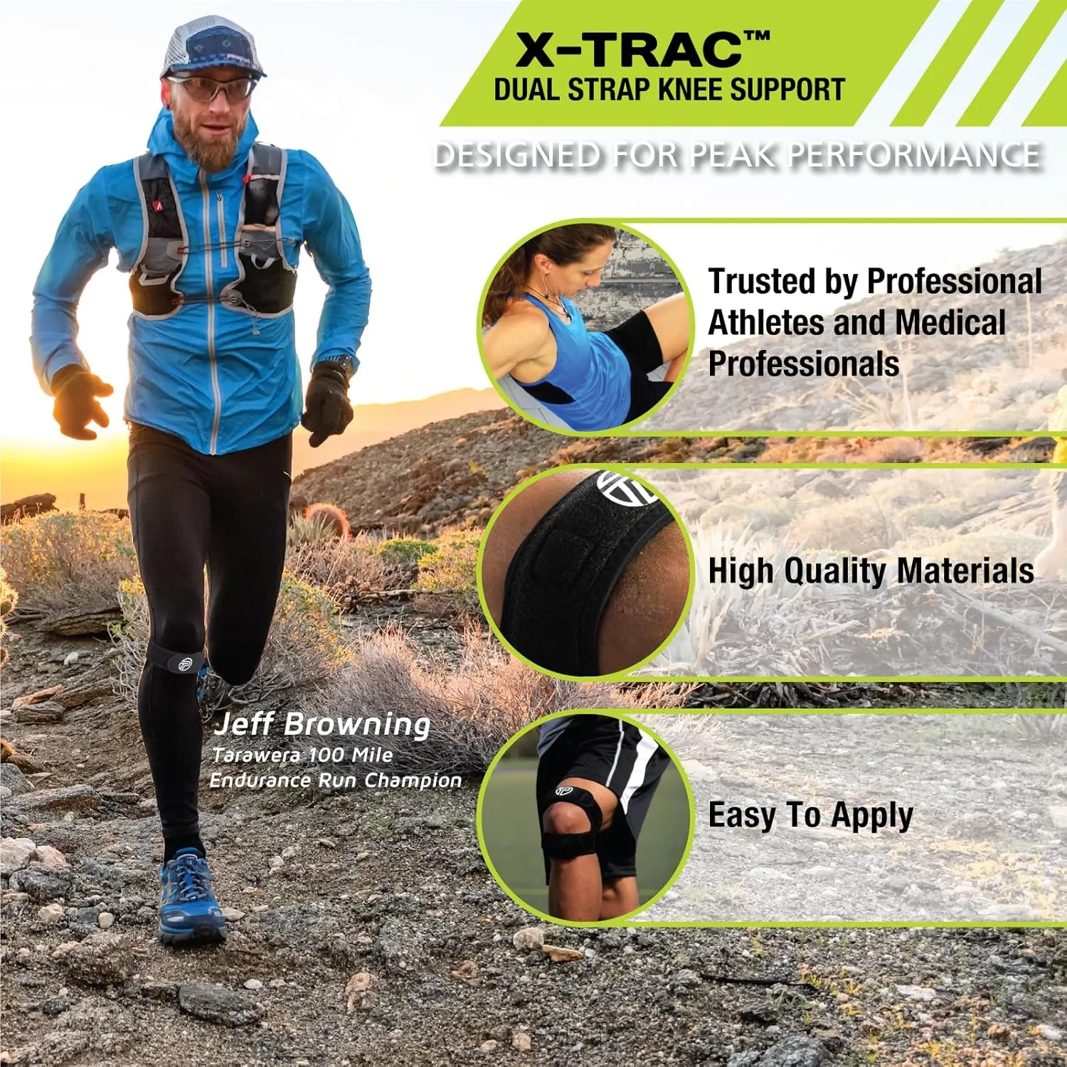 Pro-Tec X-Trac Dual Strap Knee Support, Quadriceps and Patellar Tendon Strap, Knee Brace, Compression Straps, Knee & Joint Support, Tendinitis, Chondromalacia, Adjustable, Easy to Use