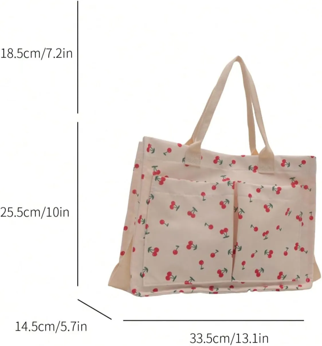 QWINEE Women's Cute Strawberry Tote Bag Double Handle Large Capacity Handbag with Adjustable Strap