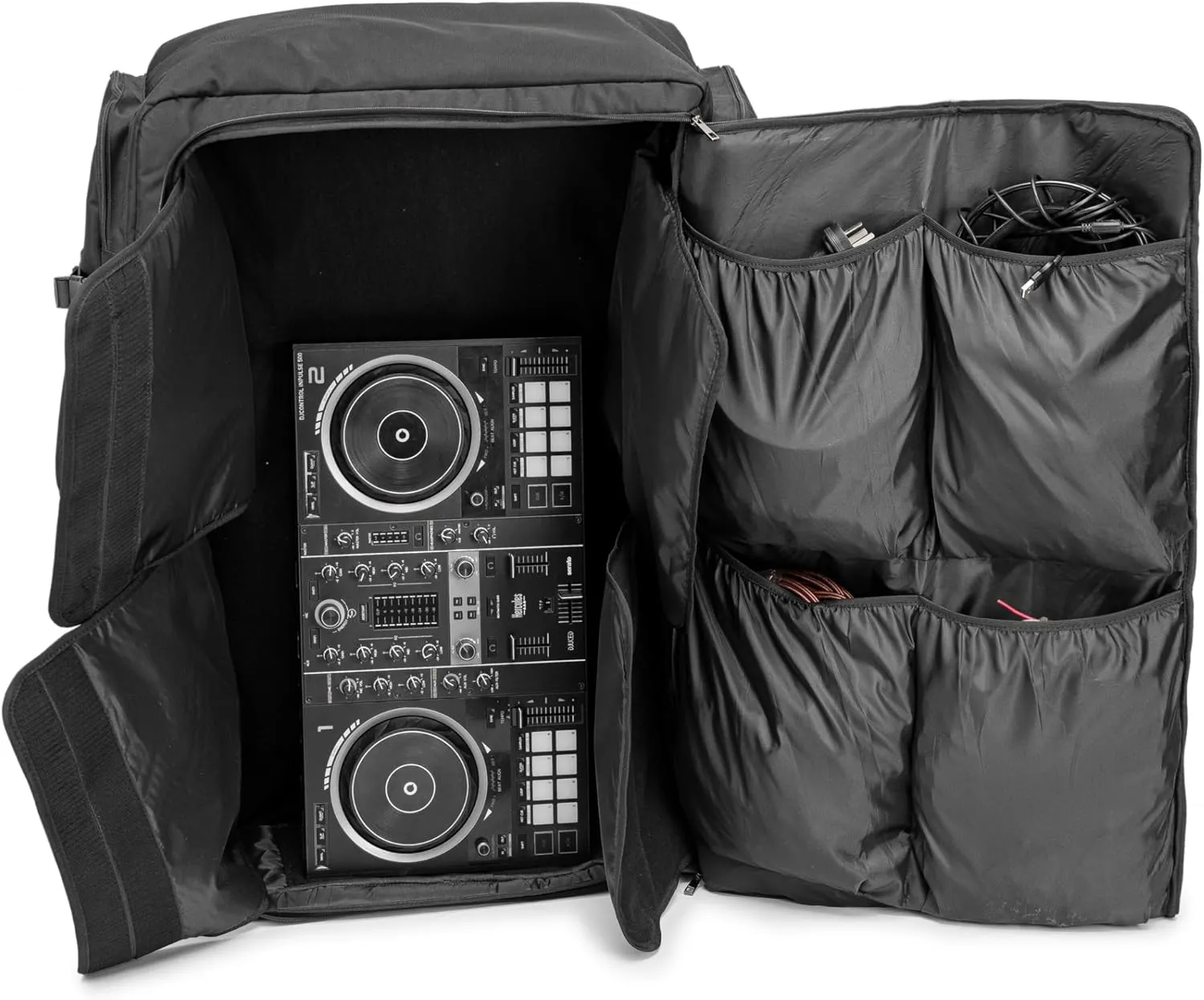 Rabjen DJ Backpack for Club Gigs, DJ Mixer Case Compatible with Pioneer DDJ-REV7, Pioneer DDJ-RX, Denon DJ SC LIVE 4, Novation Launchkey 49 and More Equipment