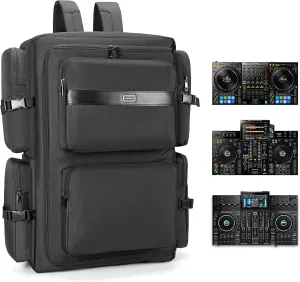 Rabjen DJ Backpack for Club Gigs, DJ Mixer Case Compatible with Pioneer DDJ-REV7, Pioneer DDJ-RX, Denon DJ SC LIVE 4, Novation Launchkey 49 and More Equipment