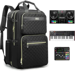 Rabjen DJ Backpack for Club Gigs, DJ Mixer Case Compatible with Pioneer DJ DDJ-REV1, DJ Controller, Novation Launchkey 37 Key Keyboard and More Equipment