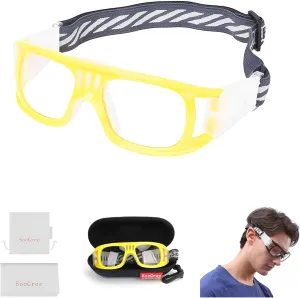 Racquetball Goggles - Windproof Shock Absorption Sports Glasses Basketball Football Eye Protective Adjustable Strap