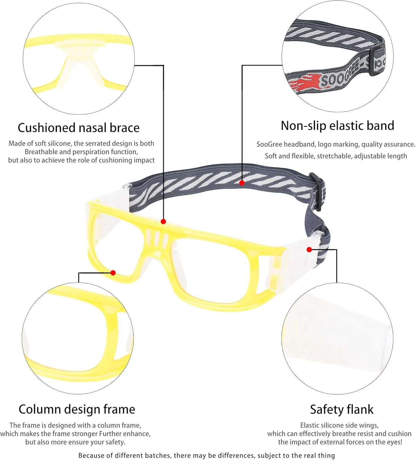 Racquetball Goggles - Windproof Shock Absorption Sports Glasses Basketball Football Eye Protective Adjustable Strap