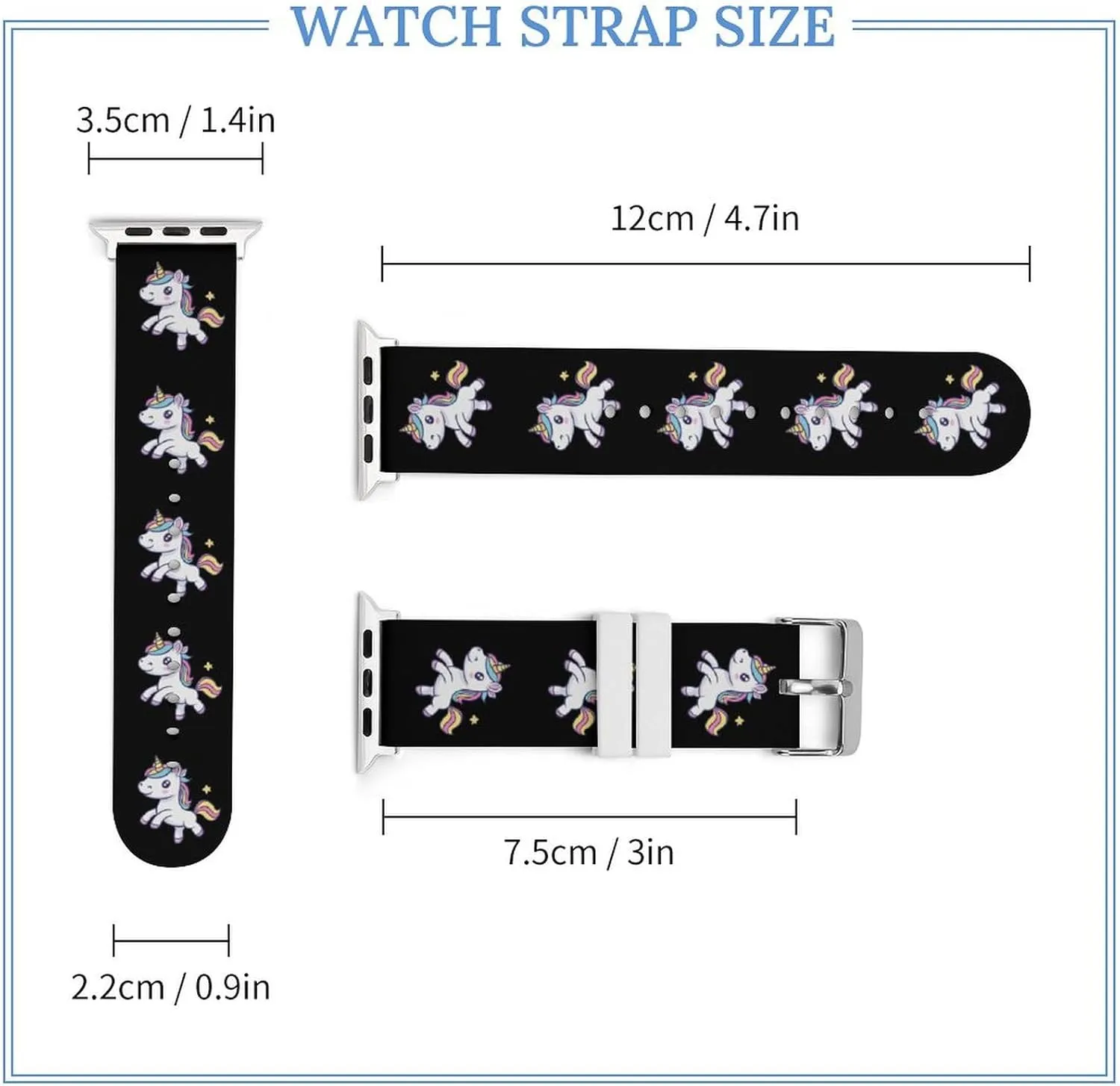 Rainbow Horse Adjustable Silicone Watchband Compatible with IWatch Classic Soft Sports Watch Strap for Men Women