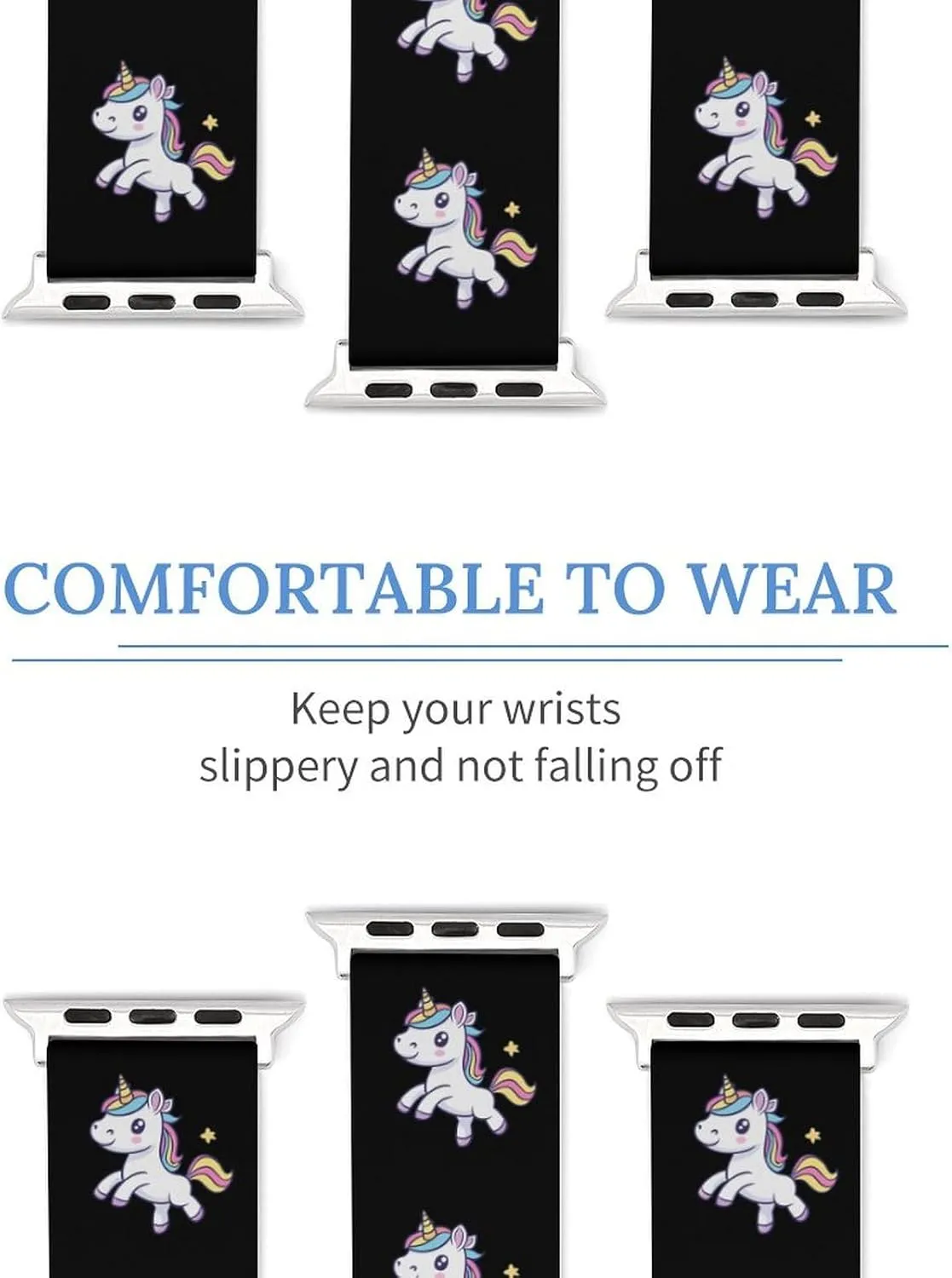 Rainbow Horse Adjustable Silicone Watchband Compatible with IWatch Classic Soft Sports Watch Strap for Men Women