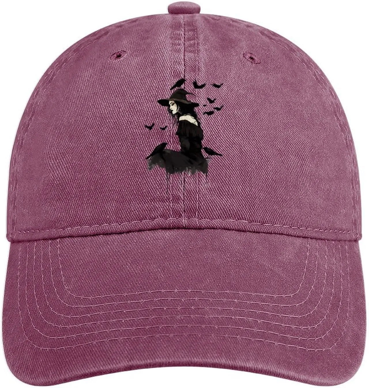 Raven Witch Hawollen Classic Baseball Cap for Men Adjustable Strap Denim Dad Hat