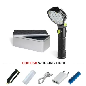 rechargeable 18650 or AAA battery cob led flashlight usb warning light flash light waterproof torch linterna flashlight magnet