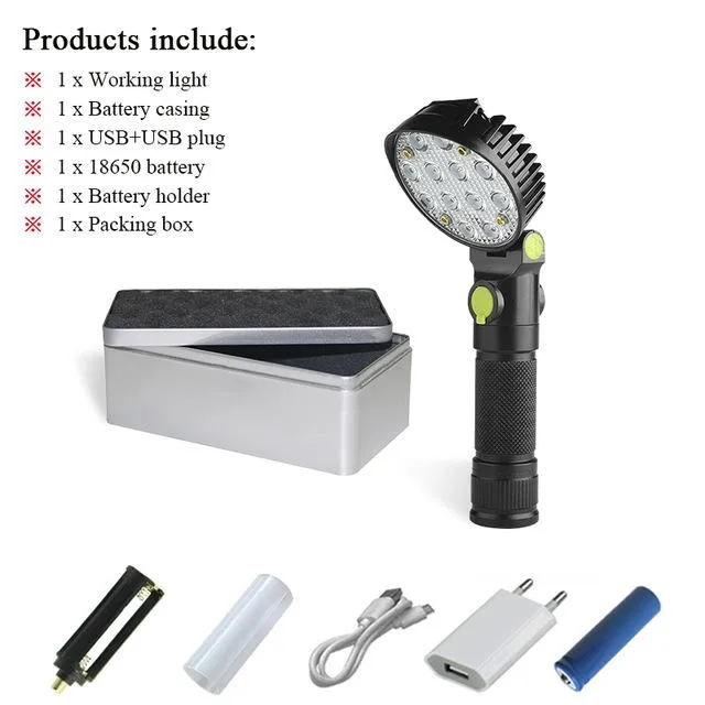 rechargeable 18650 or AAA battery cob led flashlight usb warning light flash light waterproof torch linterna flashlight magnet