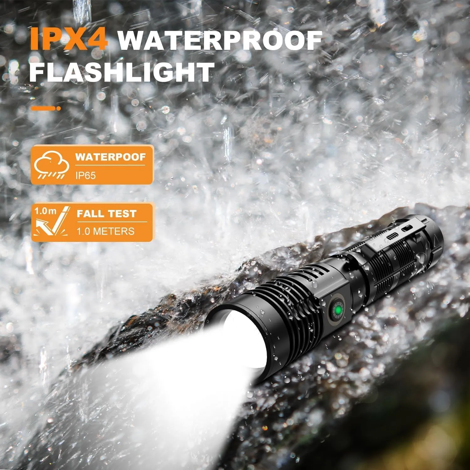 Rechargeable Flashlights High Lumens - 1500 Meters Long Beam Super Bright LED Magnetic Flashlight USB Zoomable 5Modes Small Long Beam Spotlight Flashlight for Hiking, Camping, 4pcs