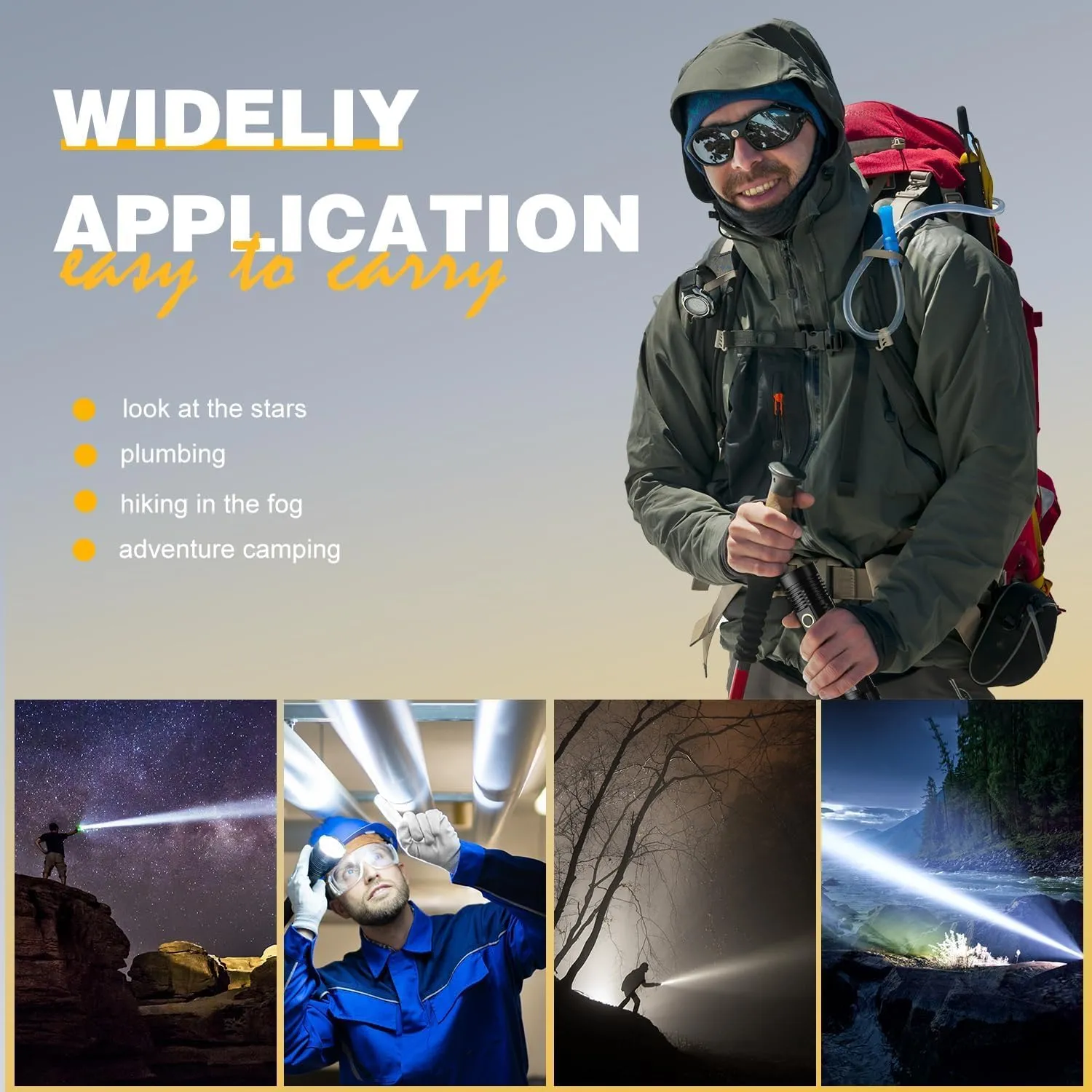 Rechargeable Flashlights High Lumens - 1500 Meters Long Beam Super Bright LED Magnetic Flashlight USB Zoomable 5Modes Small Long Beam Spotlight Flashlight for Hiking, Camping, 4pcs