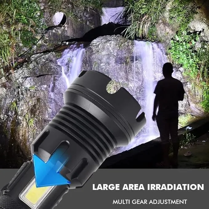 Rechargeable Flashlights Long Rang Zoom Adjustable Rechargeable XHP90 LED Flashlight Torch Waterproof LED Flash Light with Power Bank Function - Camping Essentials