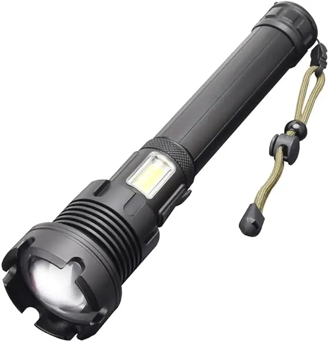 Rechargeable Flashlights Long Rang Zoom Adjustable Rechargeable XHP90 LED Flashlight Torch Waterproof LED Flash Light with Power Bank Function - Camping Essentials
