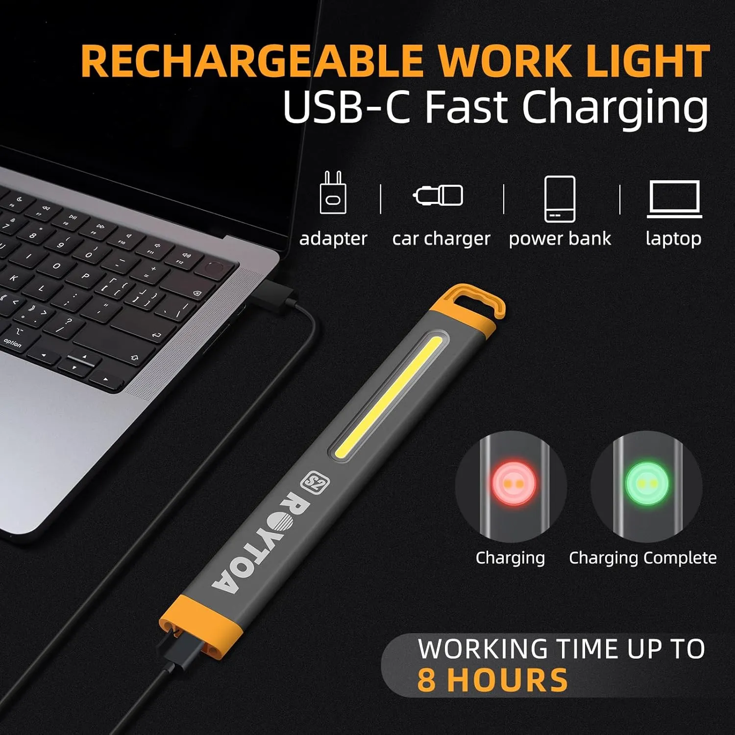 Rechargeable LED Flashlights High Lumens, COB LED Magnetic Work Light with Hook Super Bright Handheld Flashlight for Emergency, Camping, Hiking
