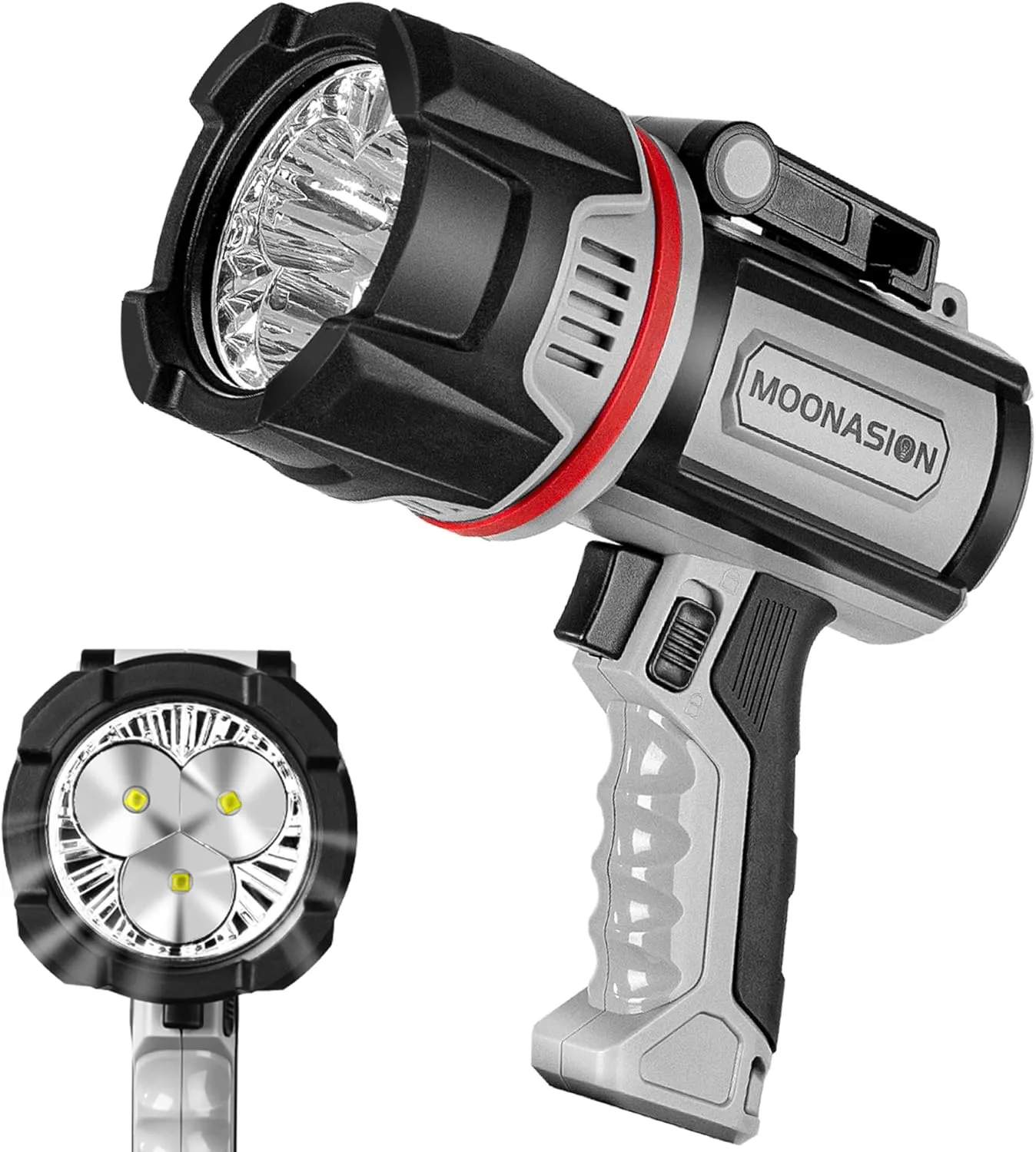 Rechargeable Spotlight 900,000 Lumens, Super Bright LED Spotlight Flashlight Outdoor with COB Light & Foldable Tripod, 10000mAh Long Lasting Large Handheld Spot Light for Boating Camping