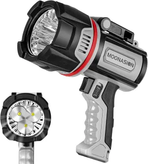 Rechargeable Spotlight 900,000 Lumens, Super Bright LED Spotlight Flashlight Outdoor with COB Light & Foldable Tripod, 10000mAh Long Lasting Large Handheld Spot Light for Boating Camping