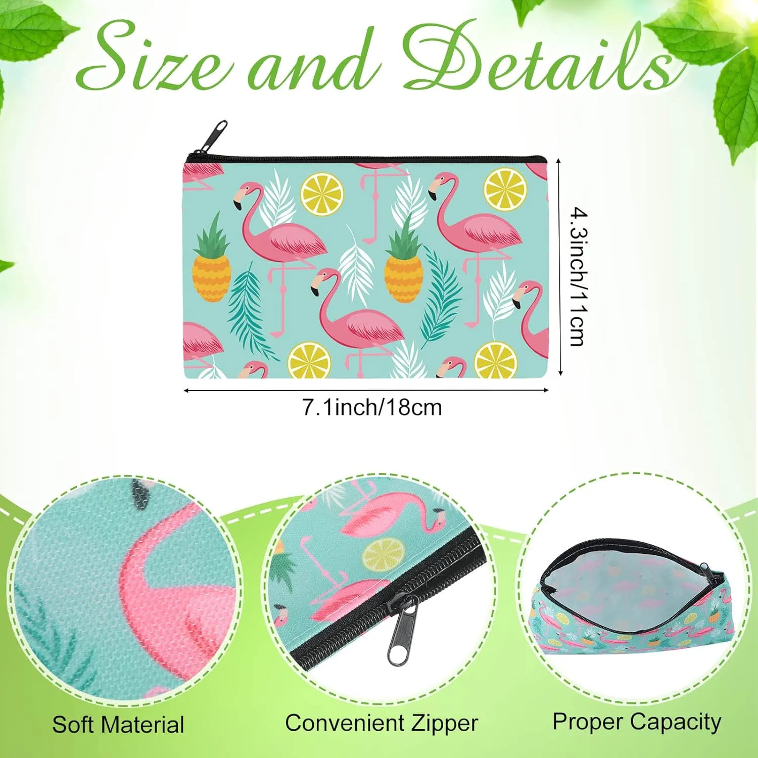 Reginary 20 Pieces Cosmetic Bag for Women, Roomy Makeup Bags with Zipper Toiletry Bag Pouch Travel Packing Accessory Organizer Gifts, 7 x 4.3 Inches (Summer)