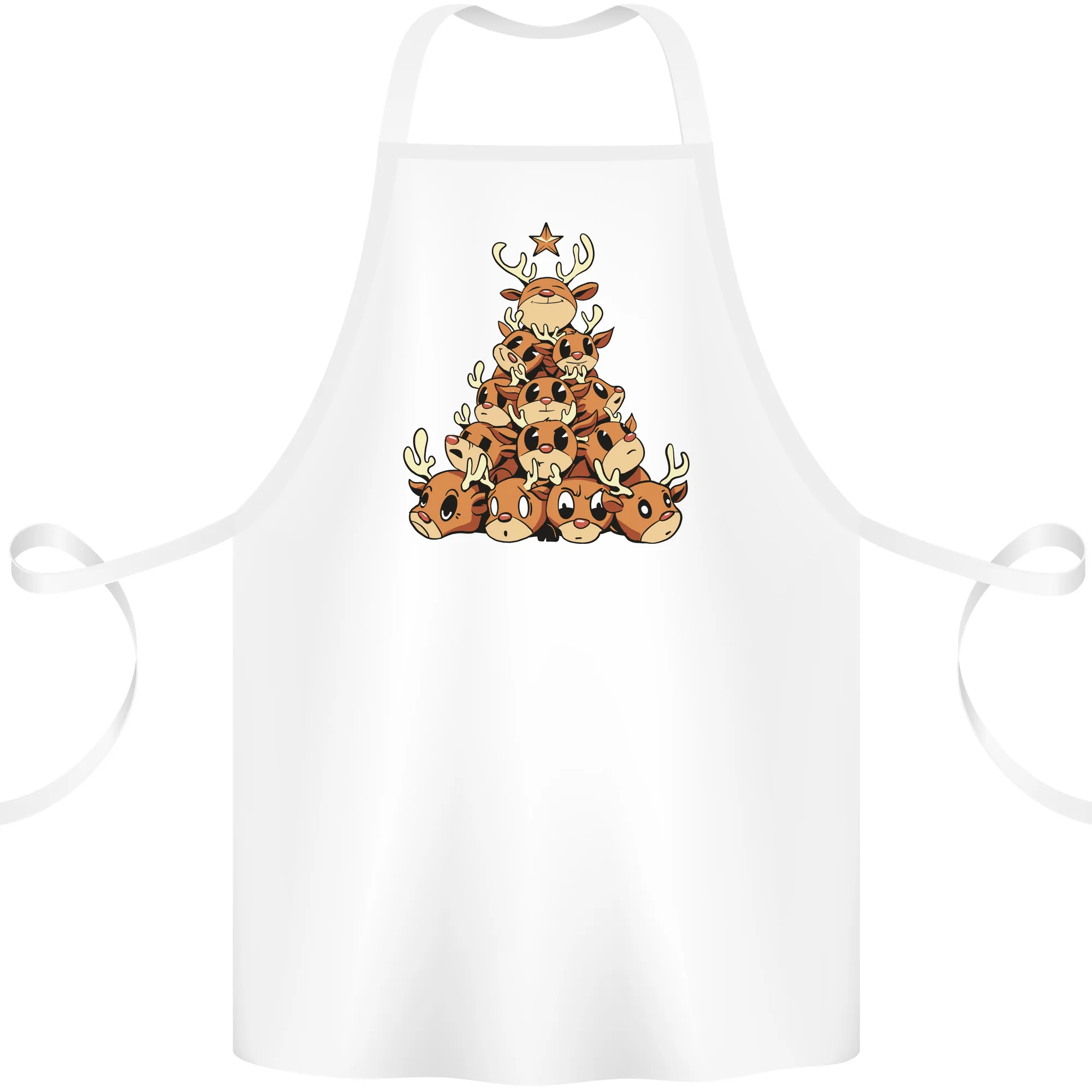 Reindeer Christmas Tree Rudolf Xmas Funny Cotton Apron 100% Organic