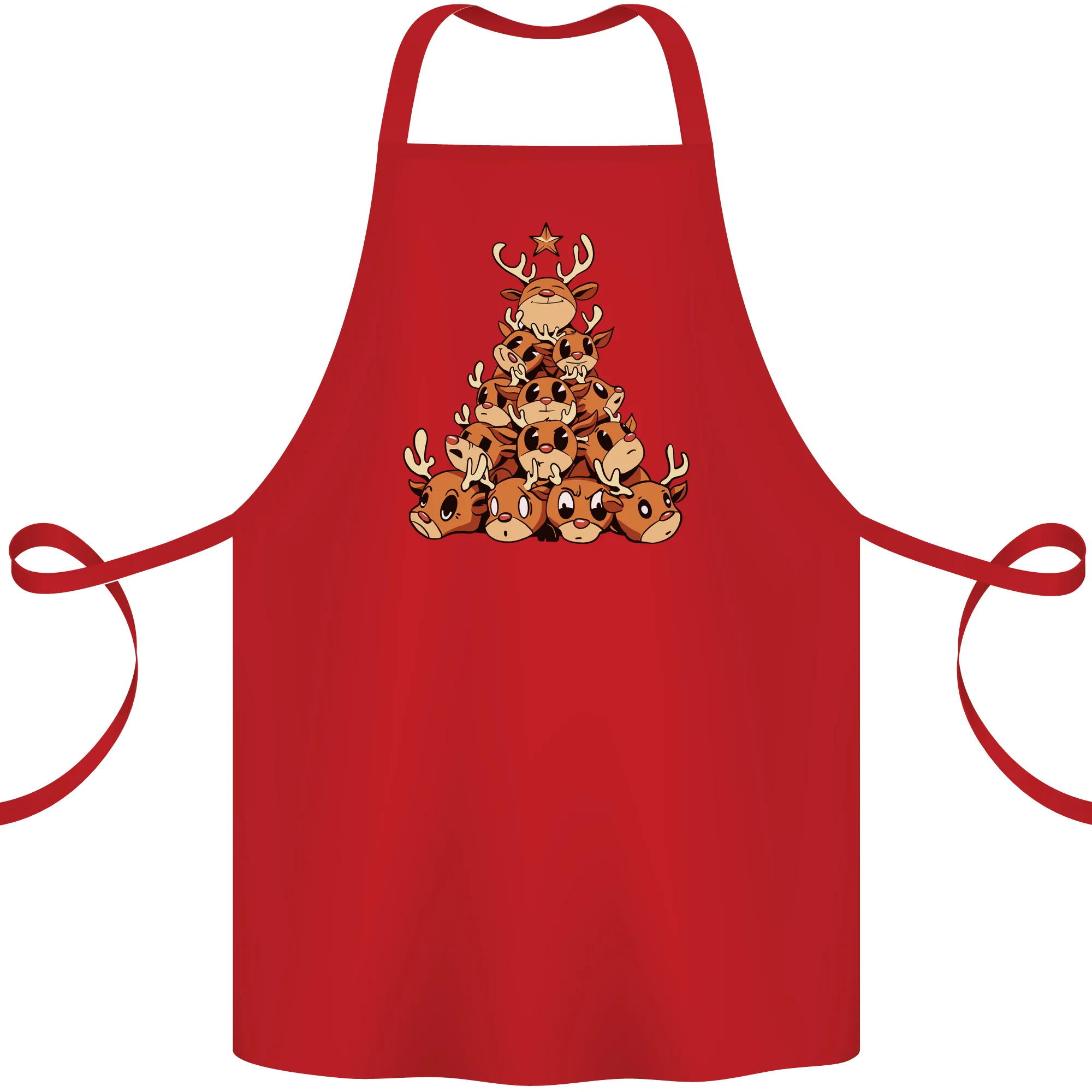 Reindeer Christmas Tree Rudolf Xmas Funny Cotton Apron 100% Organic