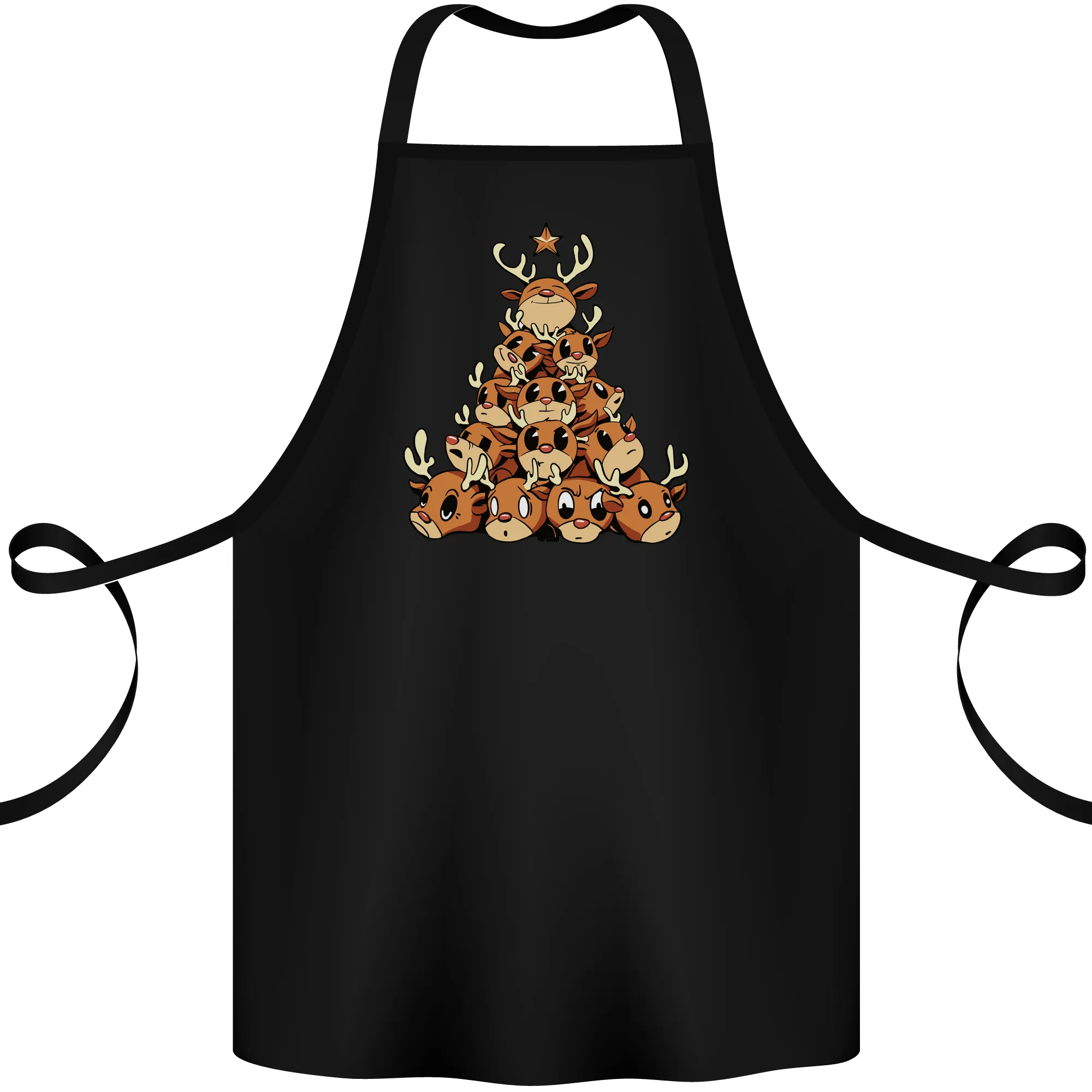 Reindeer Christmas Tree Rudolf Xmas Funny Cotton Apron 100% Organic