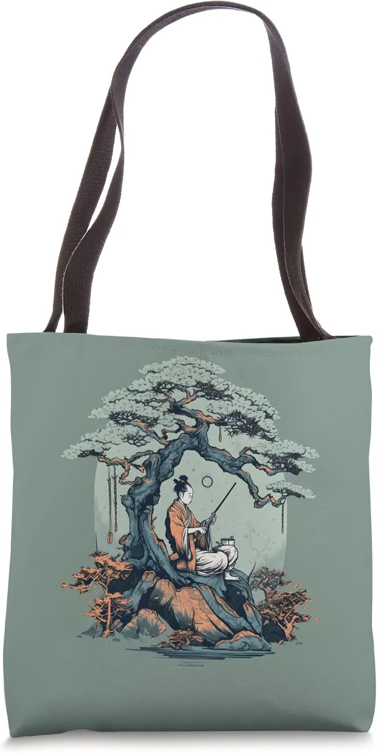 Relaxing Samurai Bonsai Tree Tote Bag