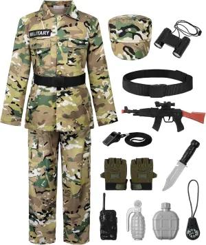ReliBeauty Soldier Costume Army Camouflage Uniform