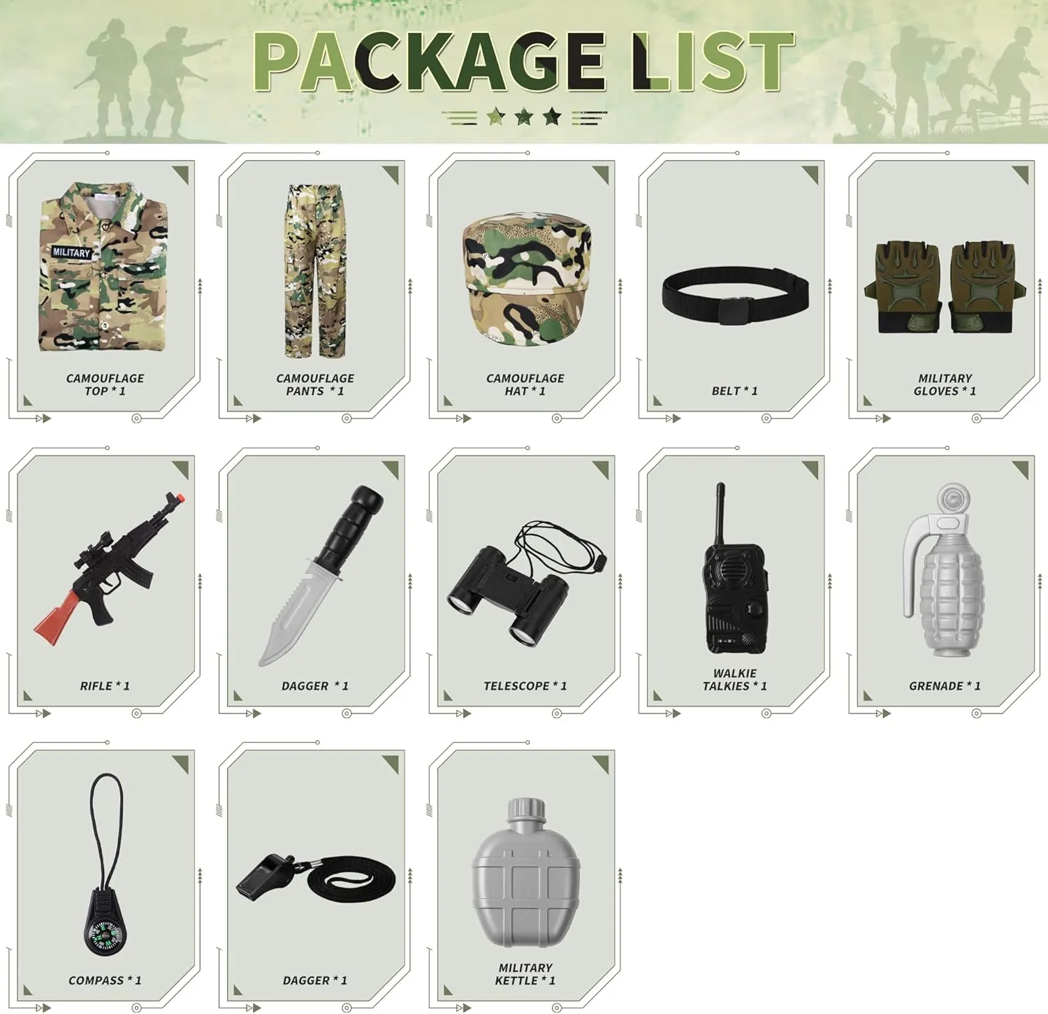 ReliBeauty Soldier Costume Army Camouflage Uniform