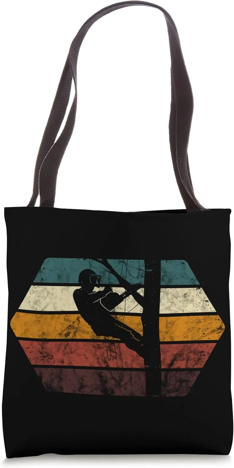 Retro Arborist Chainsaw Outdoorsman Logger Lumberjack Tote Bag