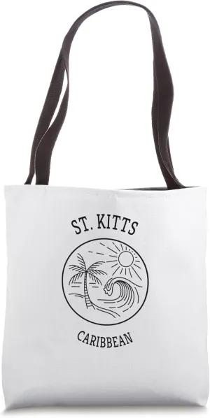 Retro Cool St. Kitts Fun Scenic Beach Wave Novelty Art Tote Bag
