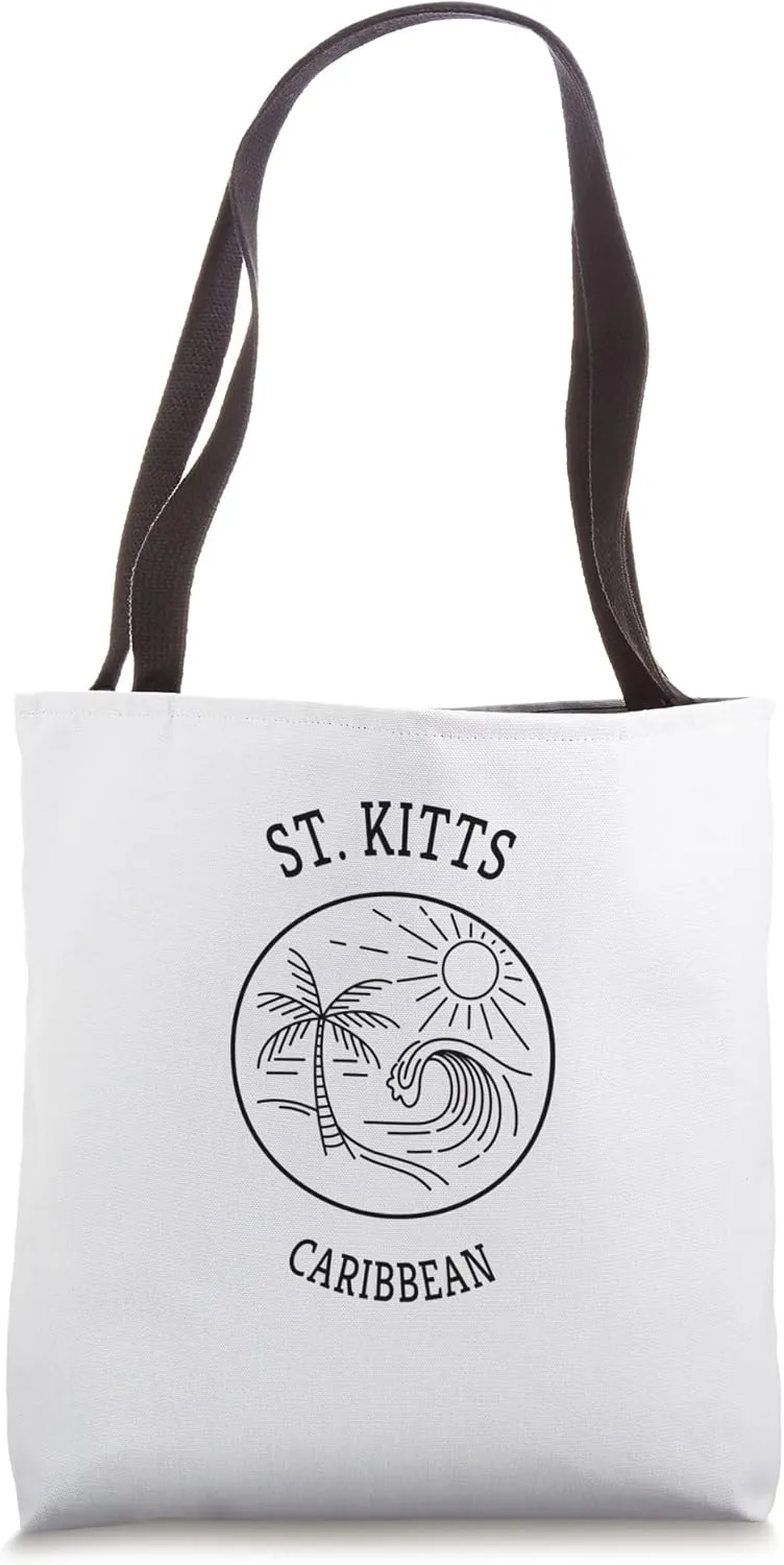 Retro Cool St. Kitts Fun Scenic Beach Wave Novelty Art Tote Bag