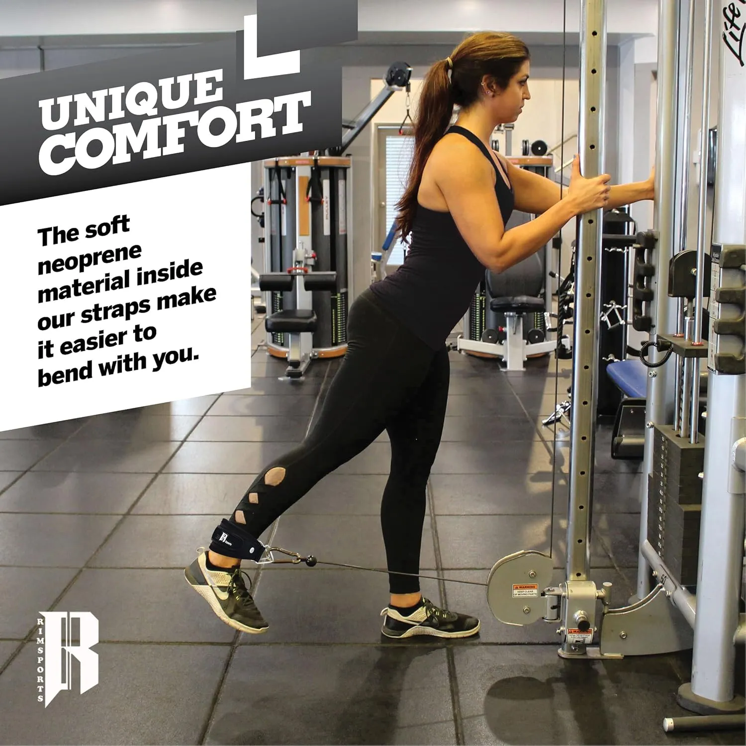 RIMSports Ankle Strap for Cable Machine Attachment - Leg Strap & Glutes Workout Equipment Gym Accessories for Women - Adjustable Ankle Cuff Gym Straps - Cable Kickback Ankle Strap for Leg Exercise