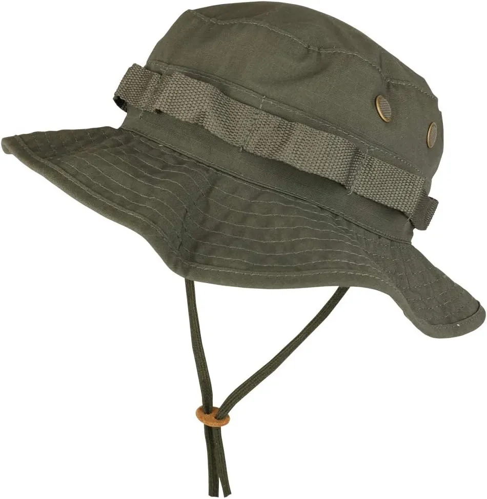 Ripstop Tear Resistant Cotton Jungle Boonie Cap with Chin Strap