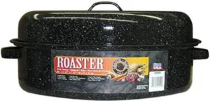 Roasting Pan With Lid Ceramic Non-Stick Black Oval Roaster Cookware NEW