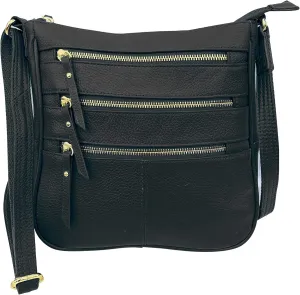 Roma Leathers Gun Concealment Purse - Multiple Pocketed Main Compartment, Adjustable Shoulder Strap - Black