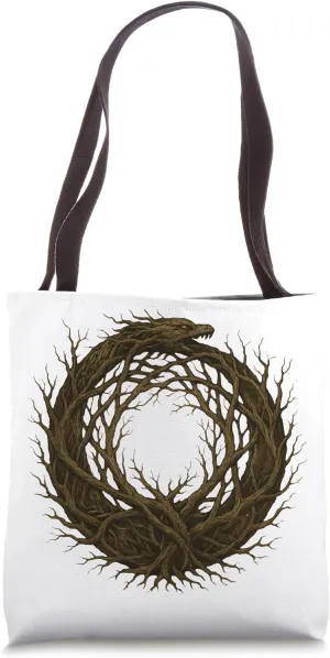 Rooted Ouroboros Snake Tree Circle Nature Symbol Tote Bag