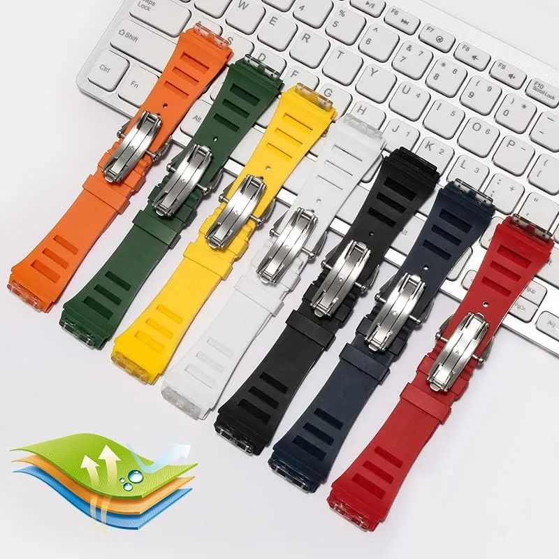 Rubber silicone watch strap for RICHARD MILLE RM011 series Silicone Tape accessories men's watch strap 25-20mm