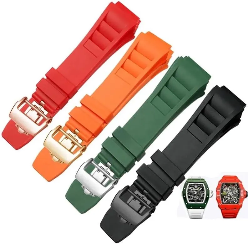 Rubber silicone watch strap for RICHARD MILLE RM011 series Silicone Tape accessories men's watch strap 25-20mm