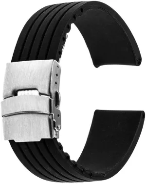 Rubber Watch Strap Stainless Steel Watch Strap Watch Straps 17mm 18mm 19mm 20mm 21mm 22mm 23mm 24mm Universal Silicone Rubber Watchband Stainless Steel Buckle W