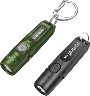 S15 Rechargeable Keychain Flashlight, 650 Lumen EDC Pocket Flashlight and S15Pro Green 750 Lumen Keychain Flashlight COB Light with 365nmUV-11 Lighting Tail Magnet