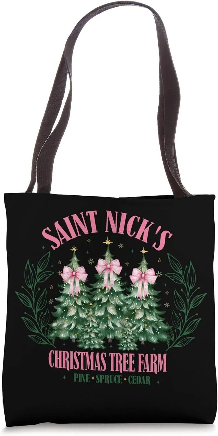 Saint Nick's Christmas Tree Farm Pine Spruce Cedar Tote Bag