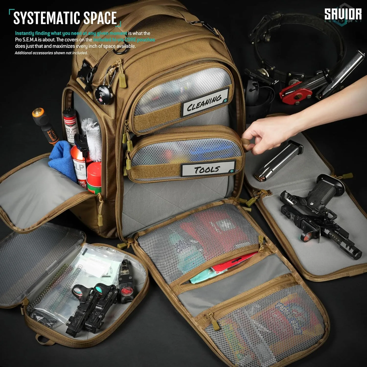 Savior Equipment Pro SEMA Tactical Backpack Competition Shooter 3 Pistol Sleeve
