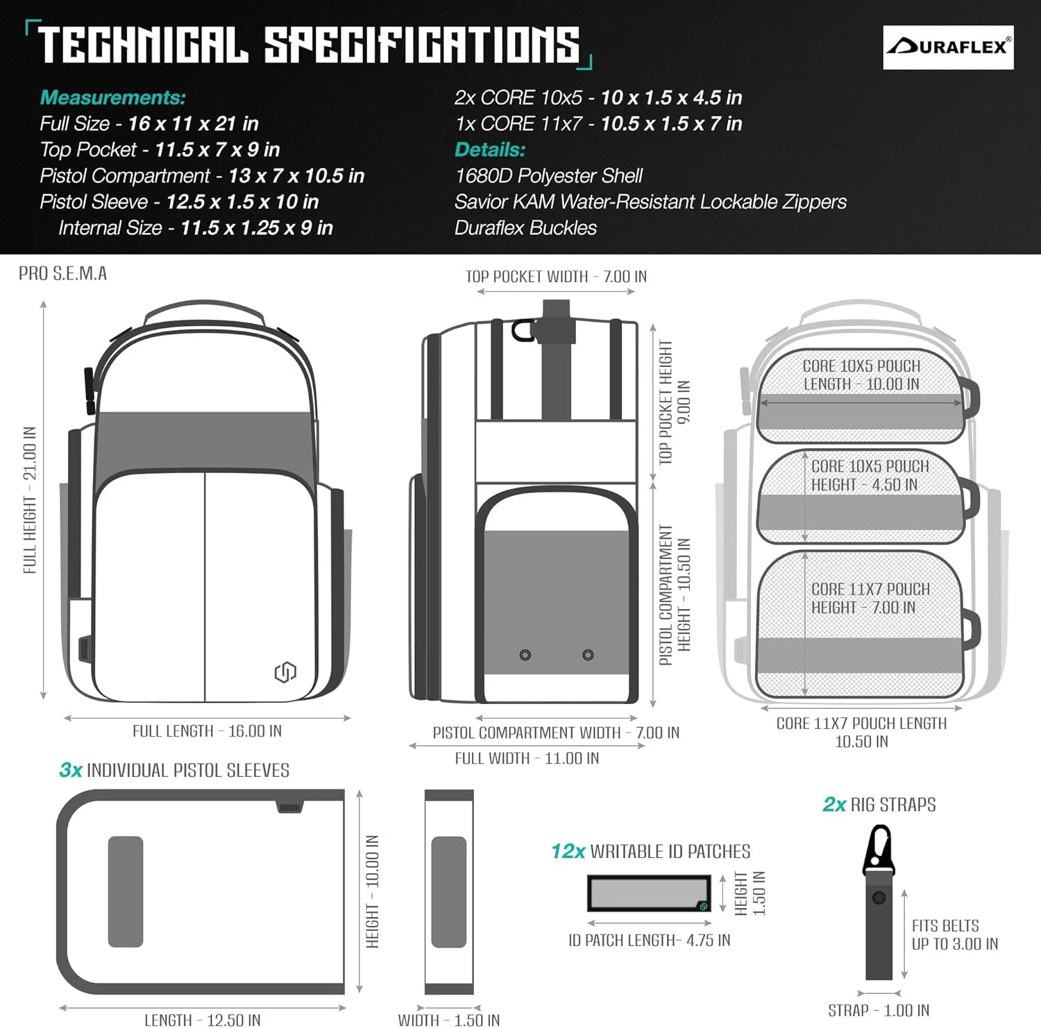 Savior Equipment Pro SEMA Tactical Backpack Competition Shooter 3 Pistol Sleeve