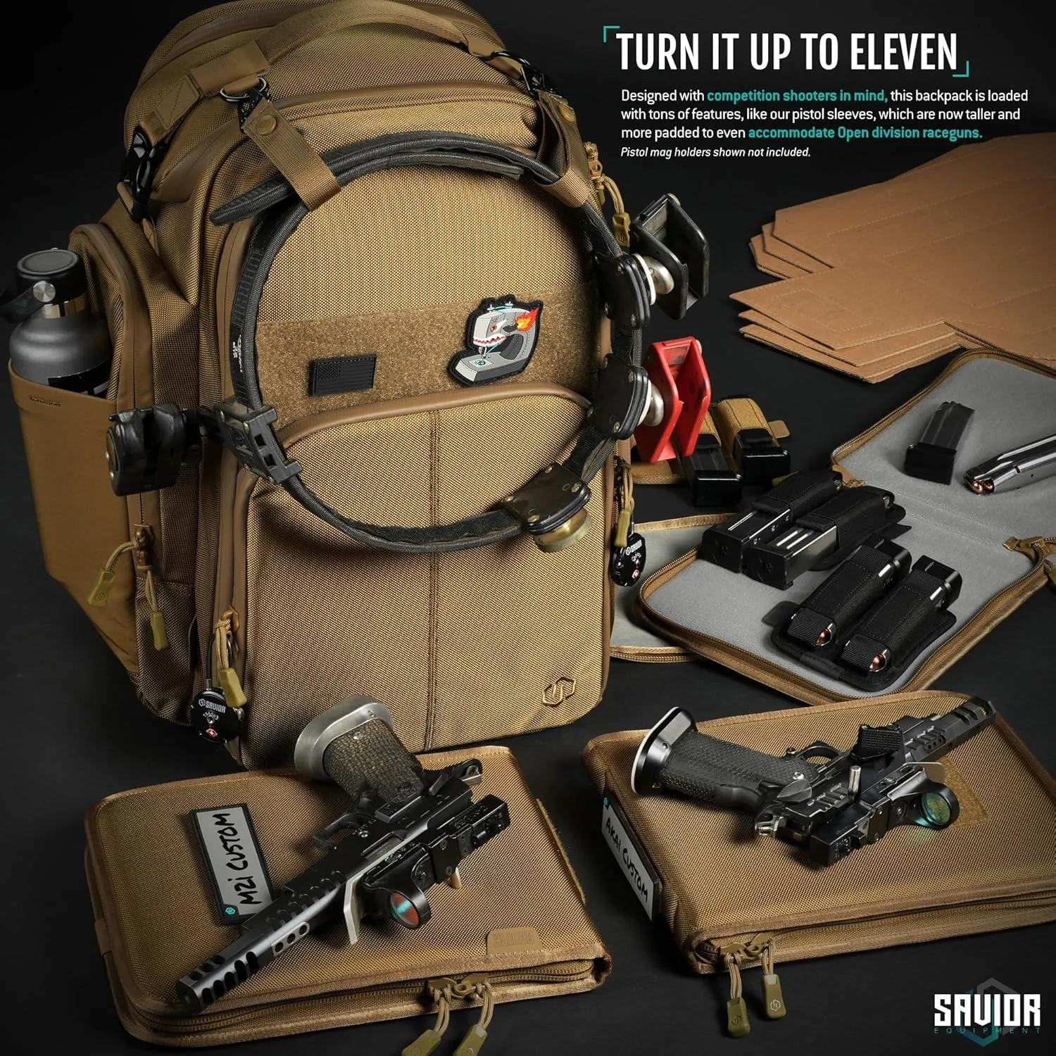 Savior Equipment Pro SEMA Tactical Backpack Competition Shooter 3 Pistol Sleeve