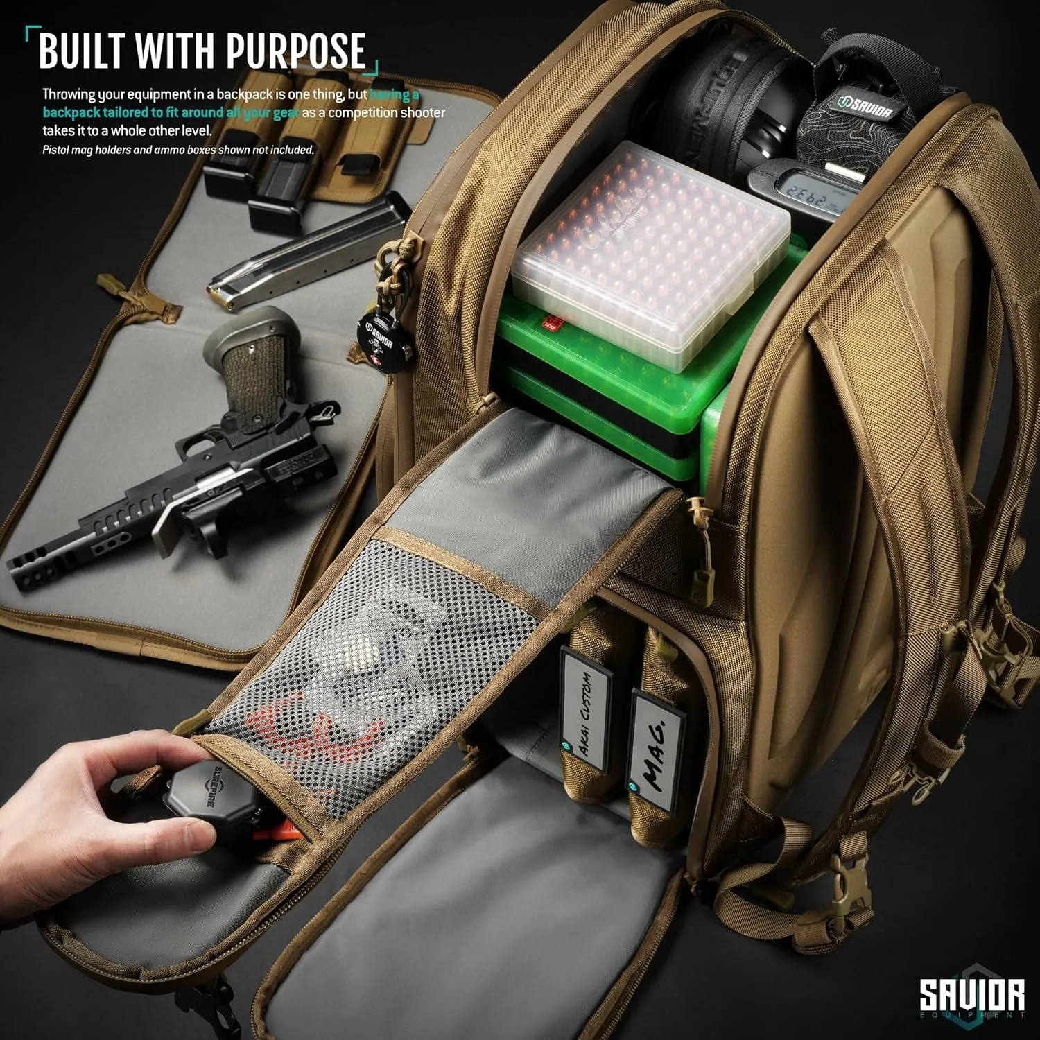 Savior Equipment Pro SEMA Tactical Backpack Competition Shooter 3 Pistol Sleeve