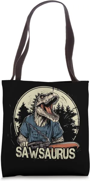 Sawsaurus T-Rex Tree Logger Arborist Forestry Clearfelling Tote Bag