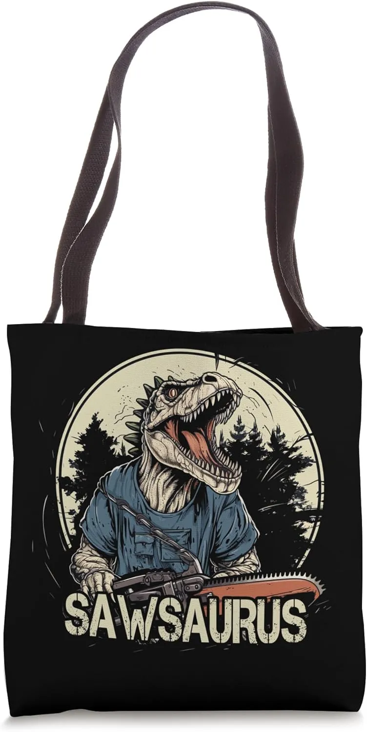 Sawsaurus T-Rex Tree Logger Arborist Forestry Clearfelling Tote Bag