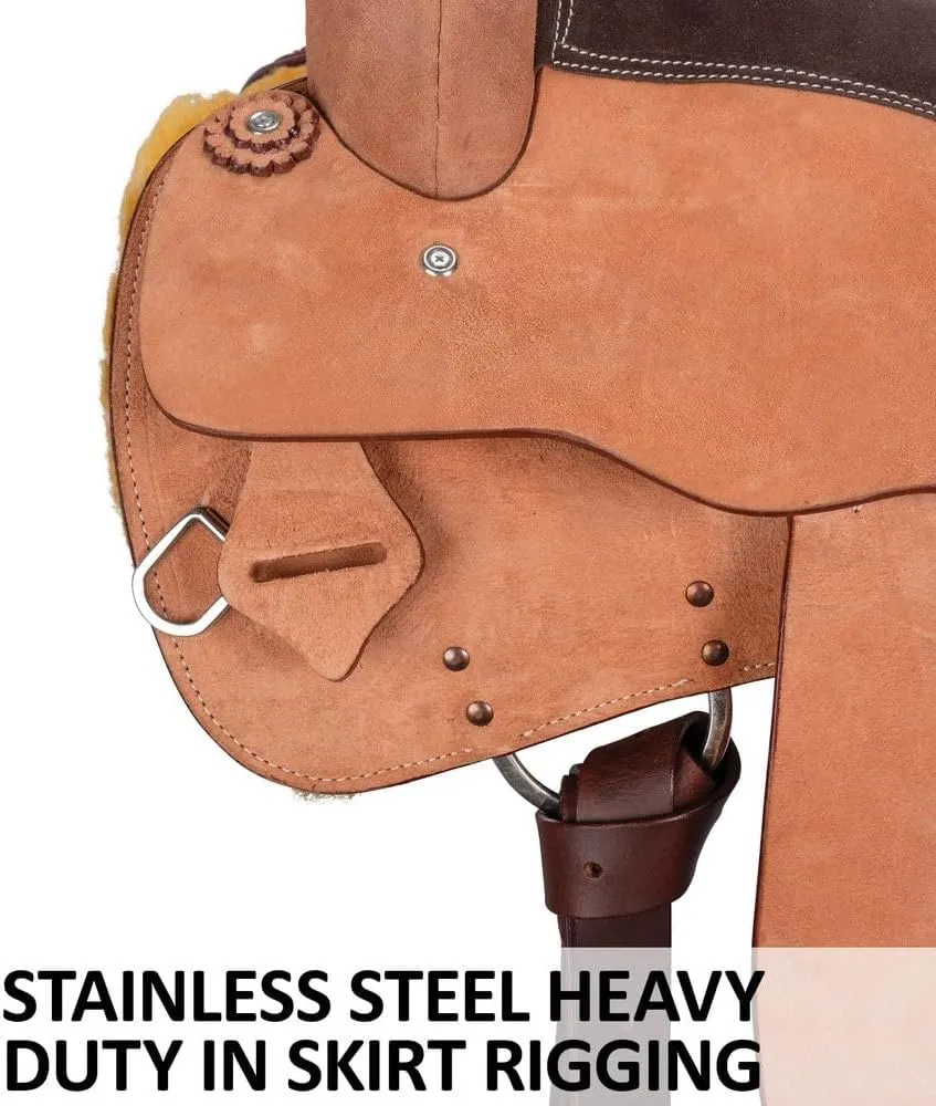 Schneiders Work and Trail II Western Saddle | Lightweight Fiberglass Tree | Roughout Design | Padded Seat | Heavy-Duty Hardware