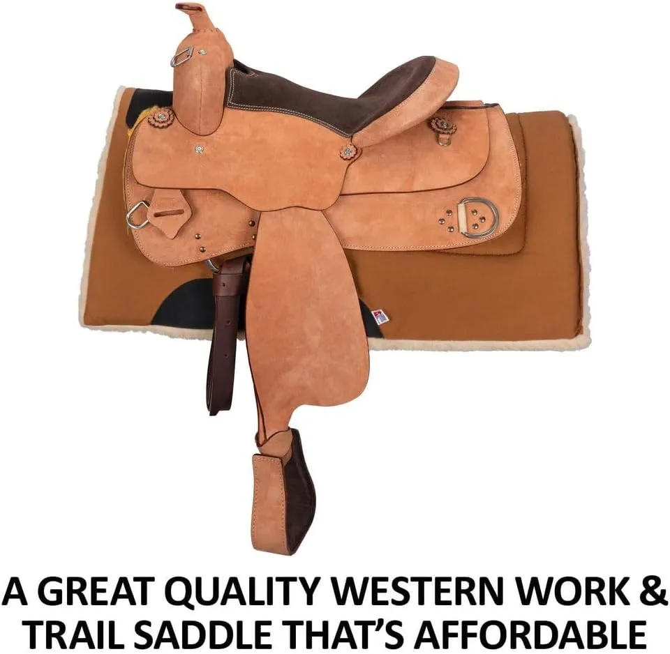 Schneiders Work and Trail II Western Saddle | Lightweight Fiberglass Tree | Roughout Design | Padded Seat | Heavy-Duty Hardware