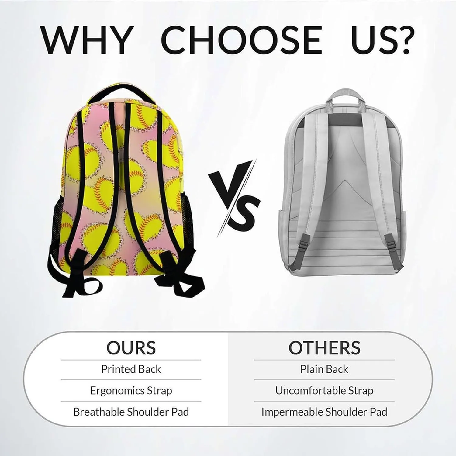 School Backpack for Girls - Custom Softball Bookbag - Lightweight Durable Large Capacity - 17 Inch Yellow Kid Backpack for School, Travel and Camp