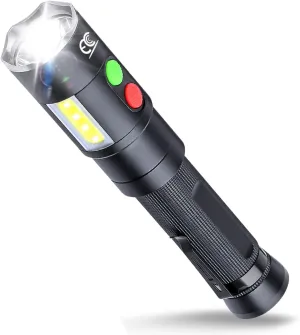 Self Defense Rechargeable Flashlight with 128dB Personal Alarms for Emergency or Safety,800 High Lumens,COB Work Light,Magnetic for Outdoors,Camping...